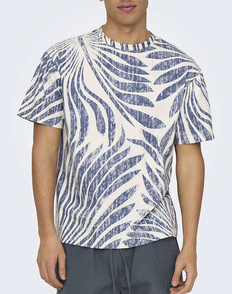 ONLY&SONS ONSZEKE LIFE REG WASHED SS AOP TEE