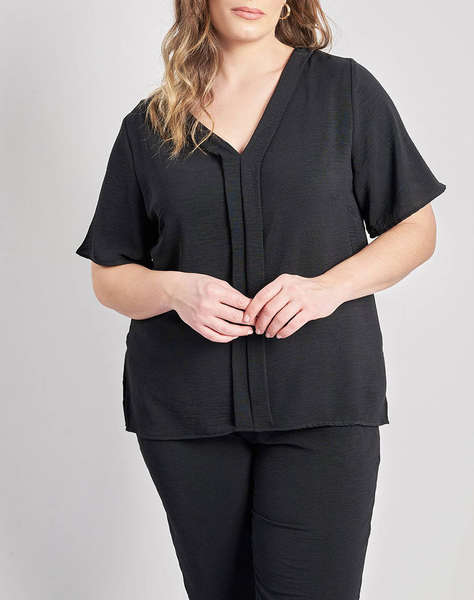 PARABITA Bluza washed cu decolteu V si pliuri in fata