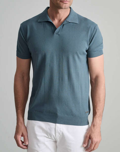 NAVY&GREEN TRICOTAT POLO, MANECA SCURTA
