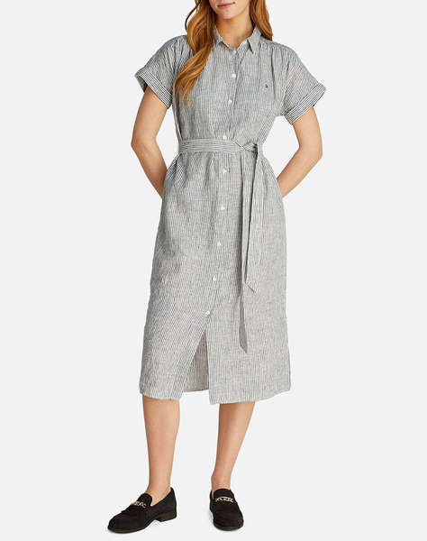 TOMMY HILFIGER ESS LINEN S/S MIDI SHIRT DRESS