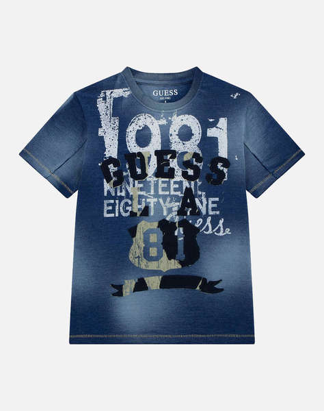 GUESS INDIGO JERSEY SS T-S - INDIGO JERSEY ACID WASH 160GSM BLUZA B