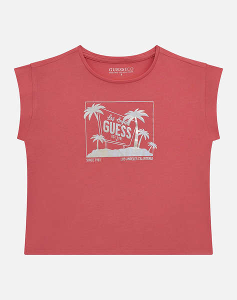 GUESS MIDI SS T-SHIRT - MID ORGANIC CO STR JERSEY 160 BLUZA G