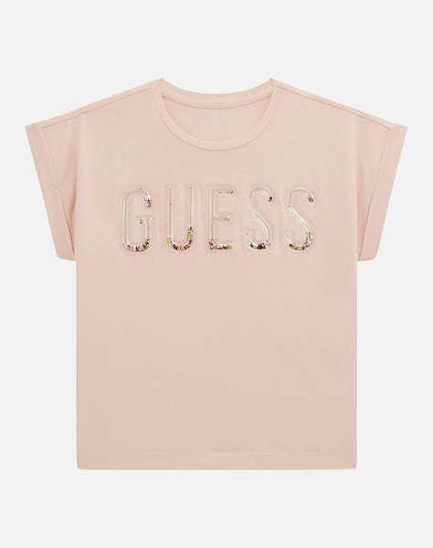 GUESS MIDI SS T-SHIRT - MID ORGANIC CO STR JERSEY 160 BLUZA G
