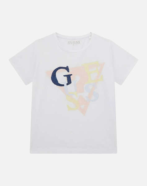 GUESS MIDI SS T-SHIRT - MID ORGANIC CO STR JERSEY 160 BLUZA G
