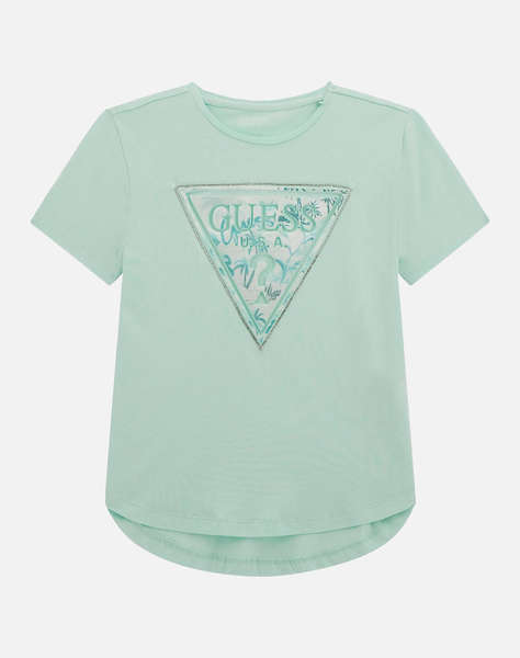 GUESS HIGH LOW SS T-SHIRT - MID ORGANIC CO STR JERSEY 160 BLUZA G