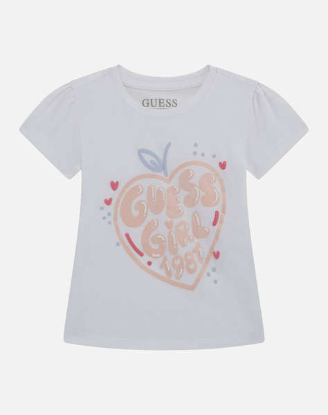 GUESS HIGH LOW SS T-SHIRT - MID ORGANIC CO STR JERSEY 160 BLUZA G