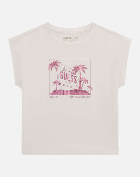GUESS MIDI SS T-SHIRT - MID ORGANIC CO STR JERSEY 160 BLUZA G