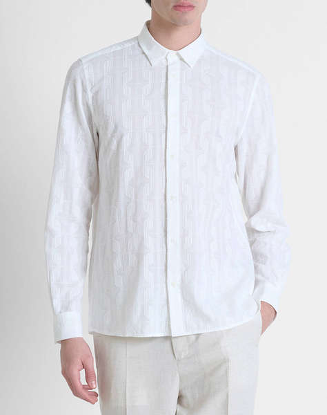 ANTONY MORATO MMSL00614FA440054 MIN OF 6 SHIRT BARCELONA REGULAR STRAIGHT FIT IN DOBBY COTTON FABRIC ABSTRACT GEOMETRIC PATTERN CAMASA DE BARBATI