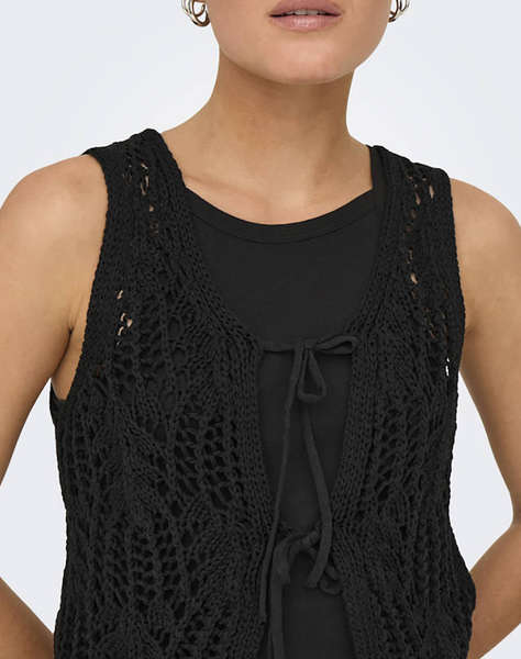 ONLY ONLLIZZY LIFE SL CROCHET TIE VEST KNT