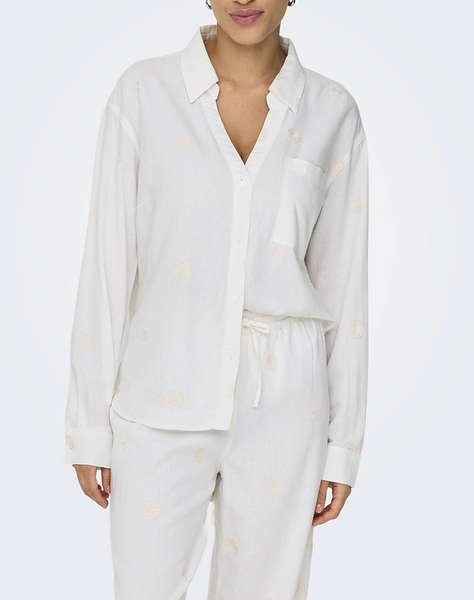 ONLY ONLCARO L/S LINEN BL EMB SHIRT CC PNT