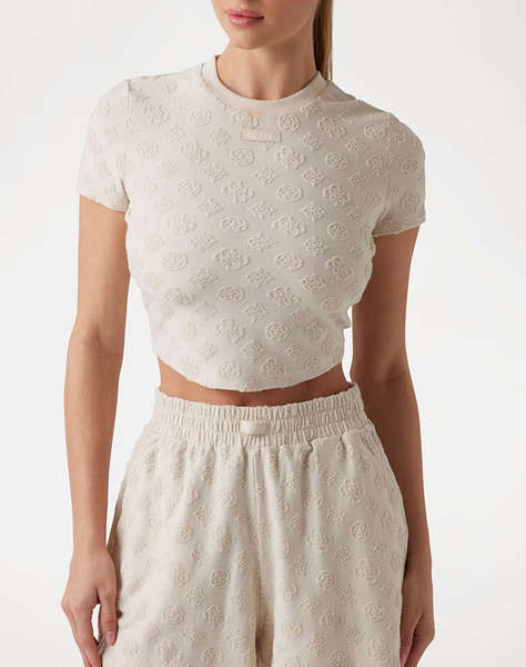GUESS PEONY JACQUARD KNIT - RECY POLY-COTTON JACQ SPONGE BLUZA DE DAMA