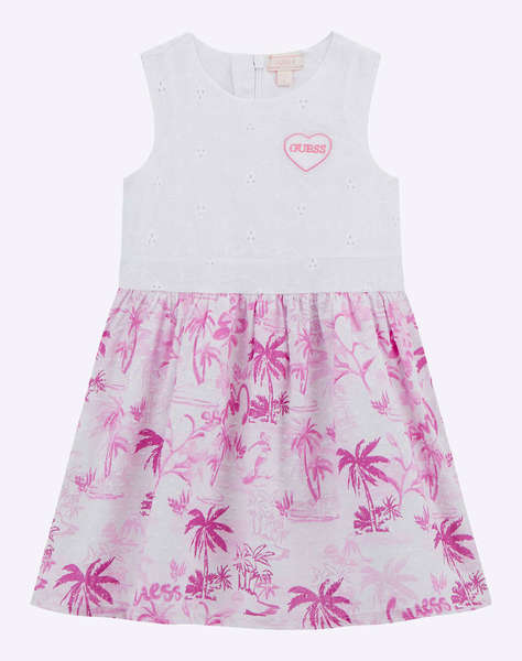 GUESS MIXED FABRIC SS DRES - SANGALLO MUSLIN GRAPES COTTON ROCHIE DE COPII GIRL