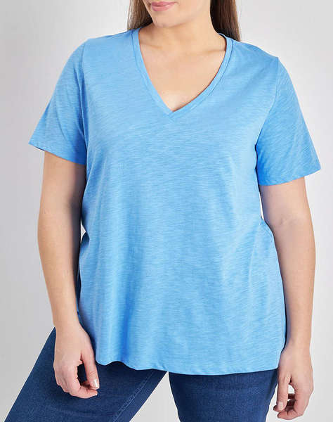 PARABITA Basic bluza de bumbac in linia A cu decolteu V