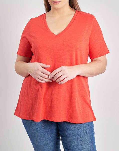 PARABITA Basic bluza de bumbac in linia A cu decolteu V