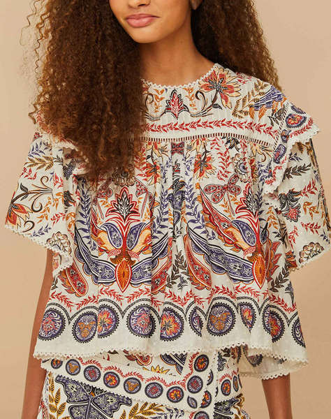 FARM RIO BOHO GLAM OFF-WHITE BLOUSE