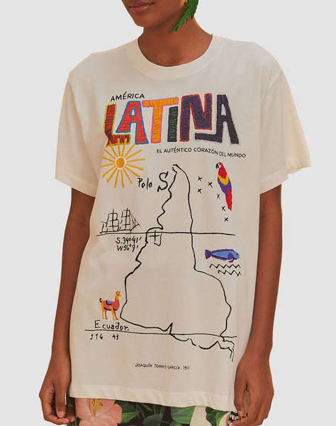 FARM RIO AMERICA LATINA OFF-WHITE RELAXED T-SHIRT