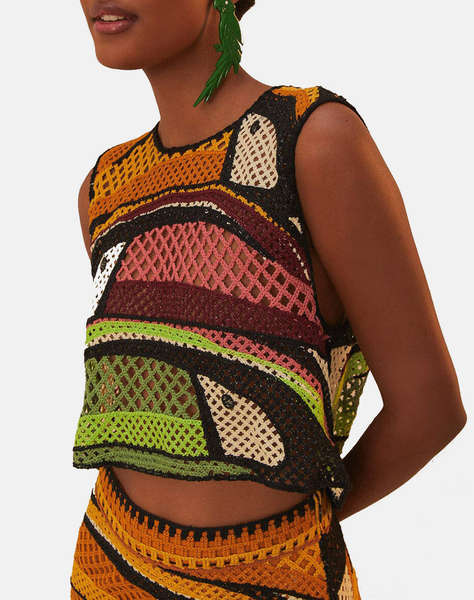 FARM RIO TOUCAN TREE CROCHET TOP