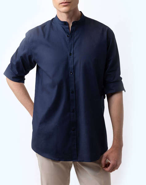 THE BOSTONIANS CAMASA BUMBAC ΛΙΝΟ CUSTOM FIT Plain COTTONLINEN Mao CustomFit