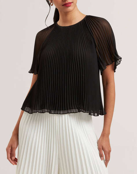 TED BAKER AGARA Pleated Short Sleeve Blouse