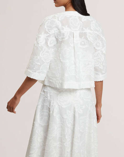 TED BAKER FAELA Collarless boxy fit cropped shirt