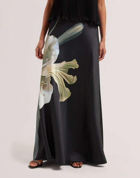 TED BAKER ZIONNA Satin Printed Maxi Skirt