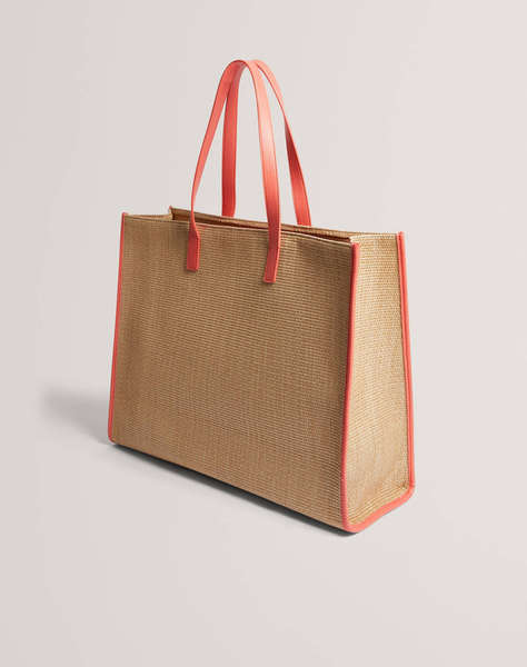 TED BAKER FLORAFF Floral Applique Extra Large Raffia Icon Bag (Dimensiuni: 36 x 45 x 14 cm.)