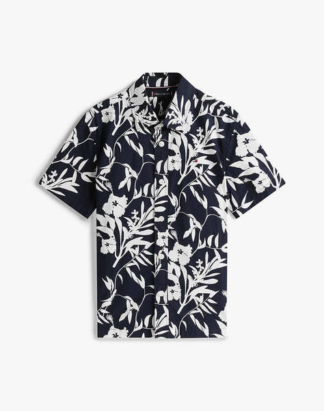 TOMMY HILFIGER STRETCH POPLIN PRINTED SHIRT SS