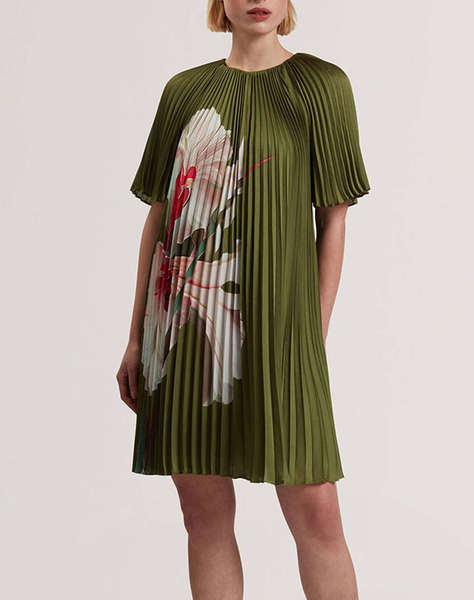 TED BAKER VINLAA Short Sleeve Pleated Mini Dress