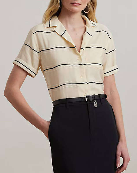 LAUREN RALPH LAUREN BEKKI-SHORT SLEEVE-BUTTON FRONT SHIRT