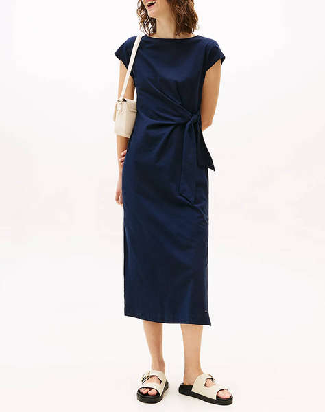 TOMMY HILFIGER KNOT BOAT-NK MIDI DRESS SS