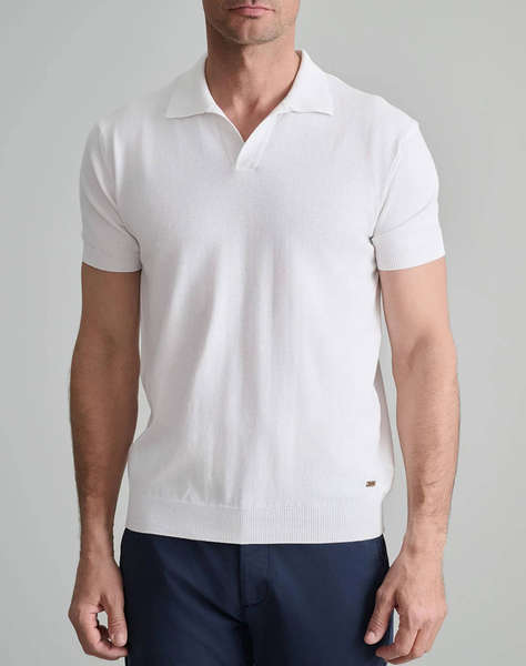 NAVY&GREEN TRICOTAT POLO, MANECA SCURTA