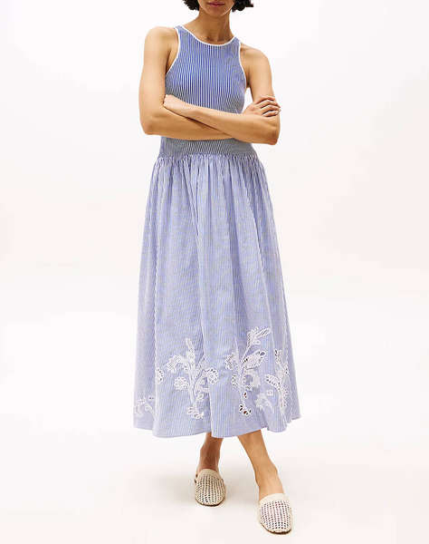 TOMMY HILFIGER BRODERIE ANGLAISE N/S LONG DRESS