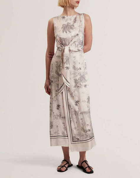 TED BAKER MARRONA Knot Detail Wrap Over Midi Dress