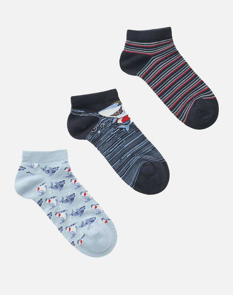 WALK SOSETE PENTRU COPII SCURTE DIN BAMBOO CU DESIGN SET 3 PERECHI