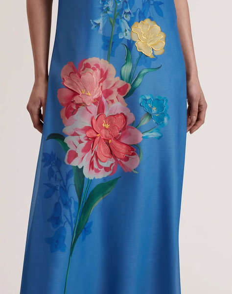 TED BAKER FAYDA Organza Scoop Neck Midi Dress