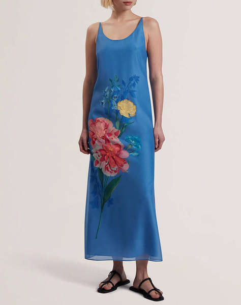 TED BAKER FAYDA Organza Scoop Neck Midi Dress