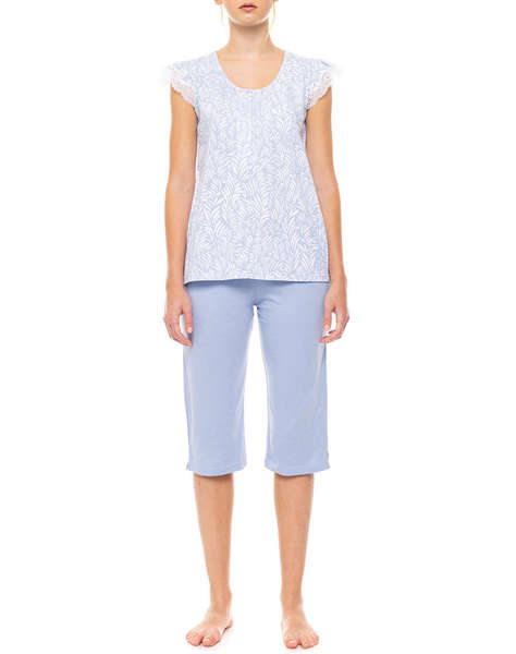 PINK LABEL PYJAMA CAPRI ICE BLUE FLEUR