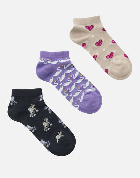 WALK SOSETE PENTRU COPII SCURTE DIN BAMBOO CU DESIGN SET 3 PERECHI