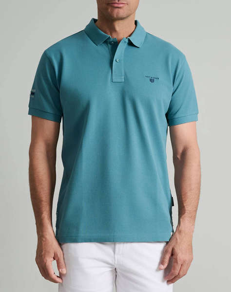 NAVY&GREEN BLUZA PIQUE POLO, CUSTOM FIT