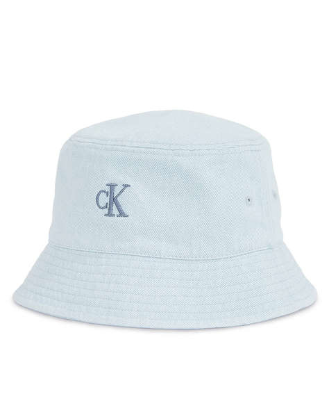 CALVIN KLEIN EMBRO MONOGRAM DENIM BUCKET HAT