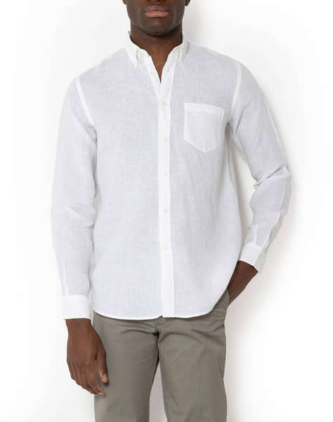THE BOSTONIANS CAMASA DIN IN REGULAR FIT Plain LINEN Button-down Regular Fit