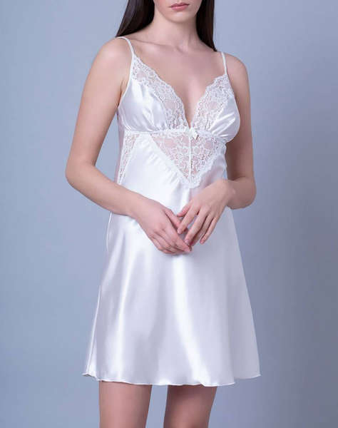 MILENA CAMASA DE NOAPTE + LENJERIE INTIMA DIN SATIN CU DANTELA