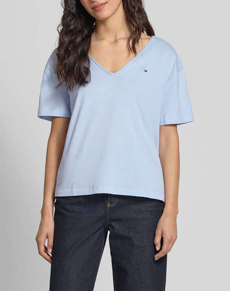 TOMMY HILFIGER SLUB CROP V-NK SS