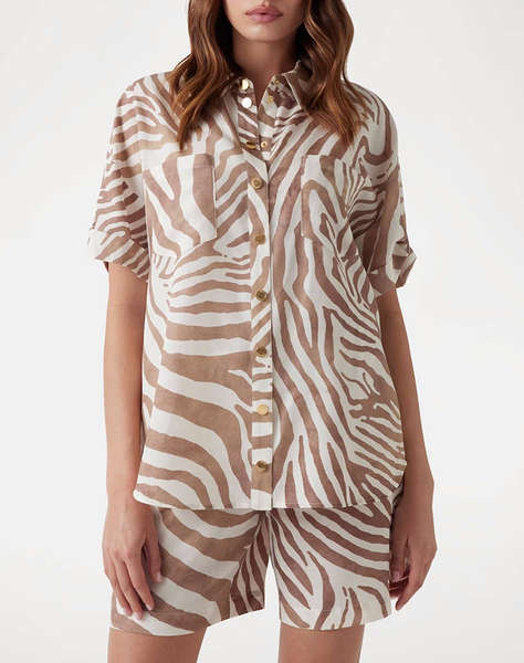 GUESS MARCIANO ROSIE SHORT SLEEVE S - ECO TENCEL LINEN PRINTED CAMASA DE DAMA