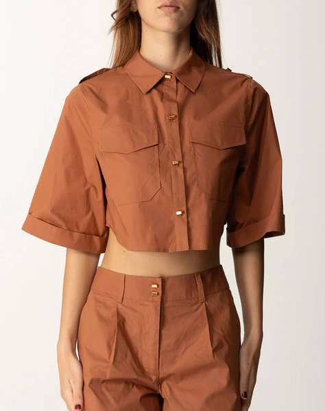 GUESS MARCIANO PAT CROPPED SHIRT - LIGHT STR COTTON POPELIN 110 CAMASA DE DAMA