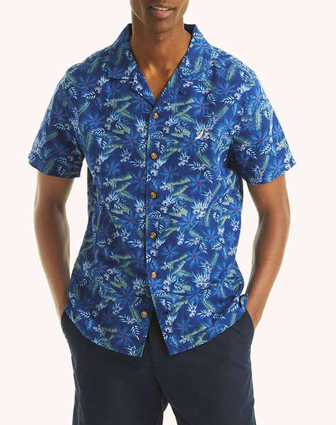 NAUTICA CAMASA KM S/S CAMP COLLAR LINEN PRINT