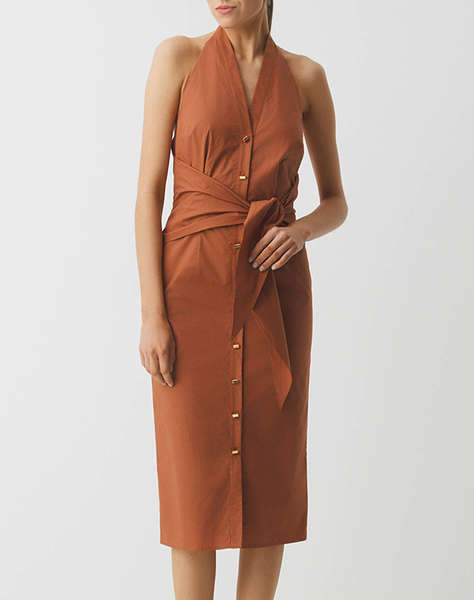 GUESS MARCIANO PAT SL DRESS - LIGHT STR COTTON POPELIN 110 ROCHIE DE DAMA