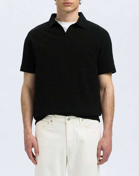 SELECTED SLHBLAKE SPLITNECK SS POLO