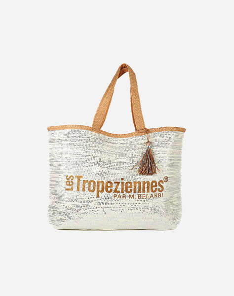 LES TROPEZIENNES PAN-TZ-01 GEANTA DE PLAJA MATERIAL CU LITERE WHITE