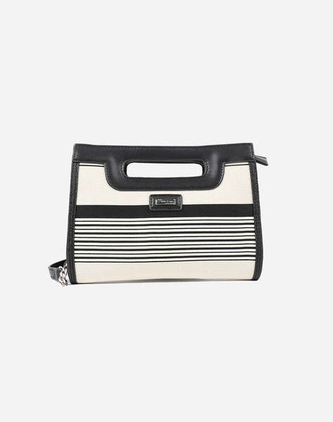 LES TROPEZIENNES NAL-TZ-04 GEANTA TESATURA CU DUNGI WHITE/BLACK
